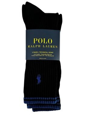 POLO
POLO RALPH LAUREN 3 PAIRS TECHNICAL SPORT SOCKS.NWT.MSRP$22